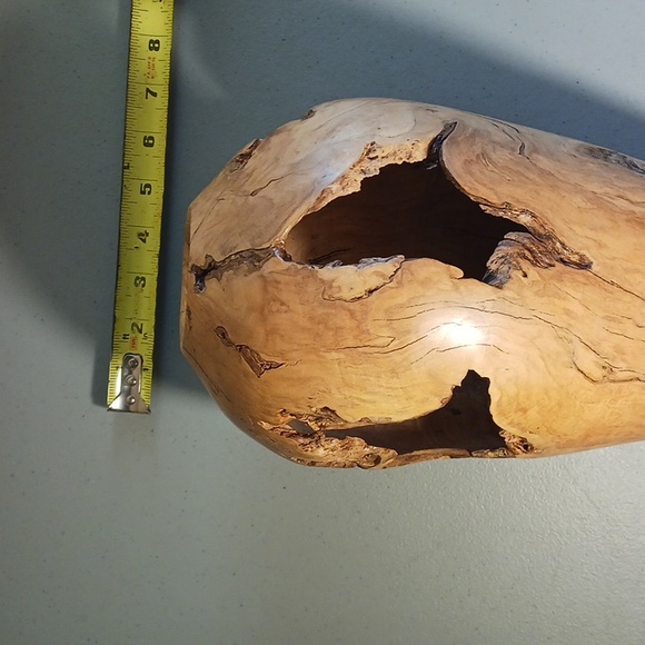 Wooden Flower Vase Hand Carved Turned Wood Decor One-of-a-kind #eshopchicago - Picture 10 of 10